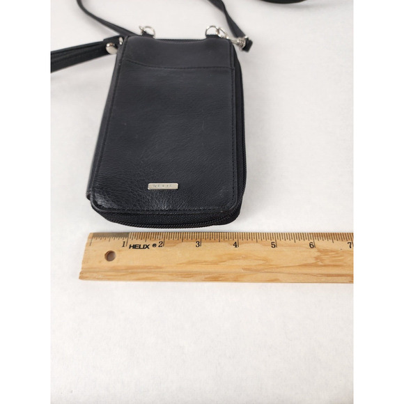 Relic Women's Black Messenger Bag Purse Zipper Wallet 4"x7"x1.5" Wrist Strap - Picture 7 of 9